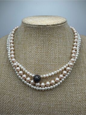 Vintage Pearl Necklace Bundle Cream White - Faux and Genuine Mix